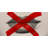 Grayscale Lips with Red X - Beige Figurative Framed Canvas