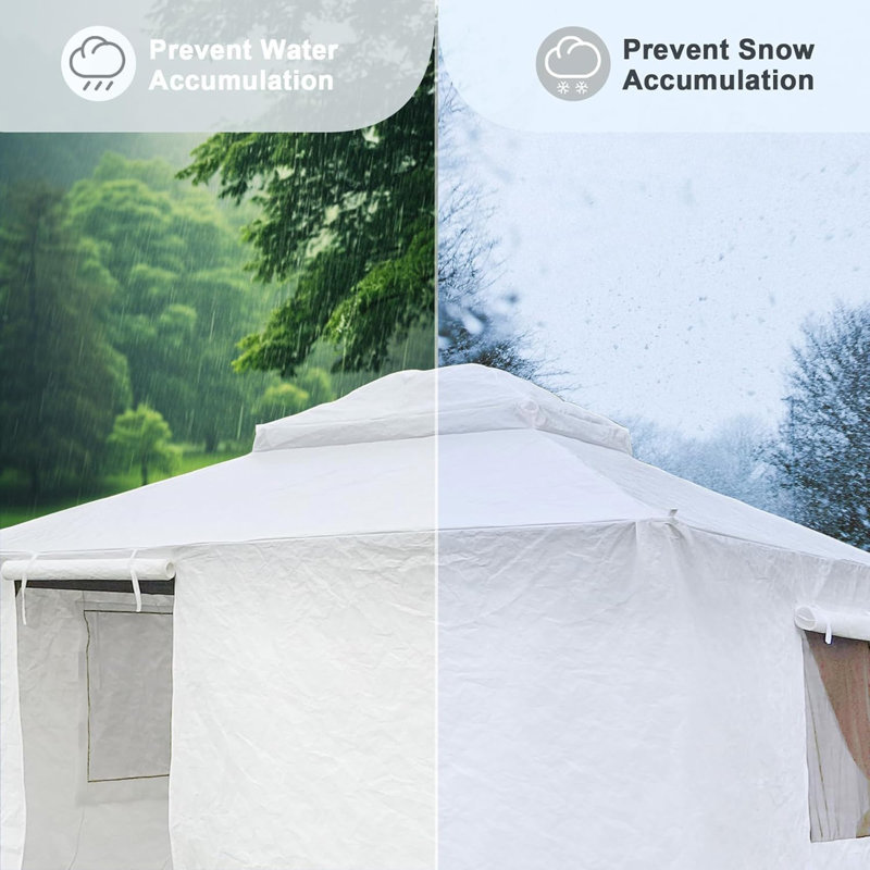 Housse pour pavillon de jardin en métal 8 pi x 8 pi, blanc