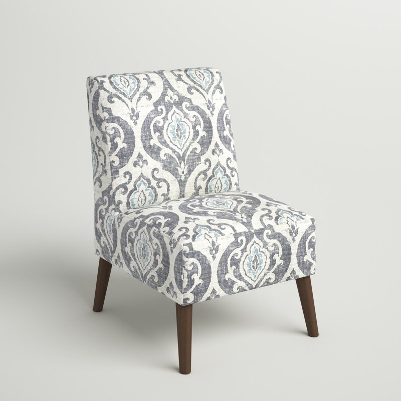 Chaise d'appoint de 23,25 po de largeur, Noyer foncé, Polyester médaillon bleu Suri