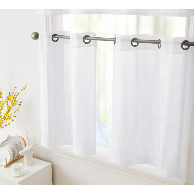 Carmille Semi-Sheer Grommet Curtain Panels, White, 54" W x 100" L