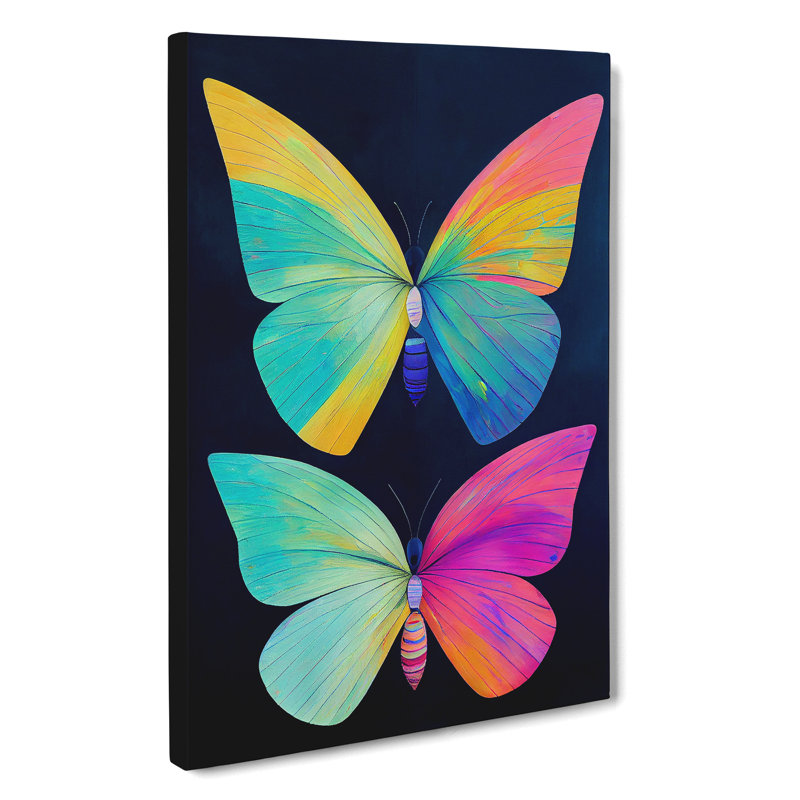 Colourful Butterflies No.1 - Print, Wrapped Canvas, 50cm H x 35cm W x 3cm D, No Matte