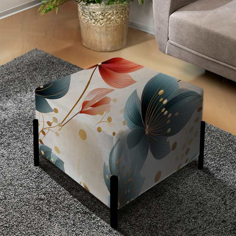 Motif floral bleu sarcelle harmonie côtière - repose-pieds floral carré