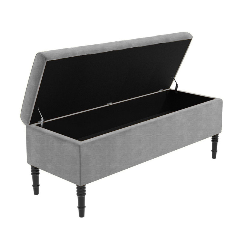 Paris Plain Naples Ottoman Storage Bench, Upholstered End of Bed Bench with Legs, Rectangle Coffee Table with Storage, Window Seat Ottoman Footstool for Bedroom, Hallway, Living Room