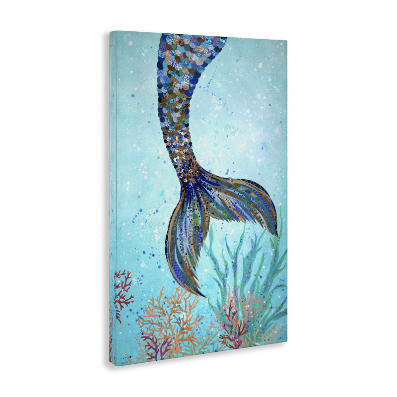«Tall Tails Mermaid», art mural sur toile par Jennifer Peck, H 45 po x l 30 po