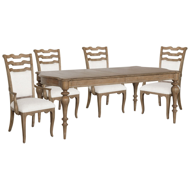 Jacquenette Leg Dining Table With 4 Arm Chairs, 5 Pcs: Table, 4 Chairs