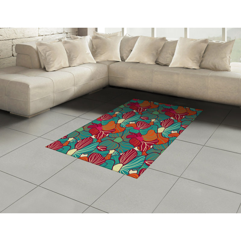 Washable Floral Indoor Rug, Rectangle 2'7" x 5'