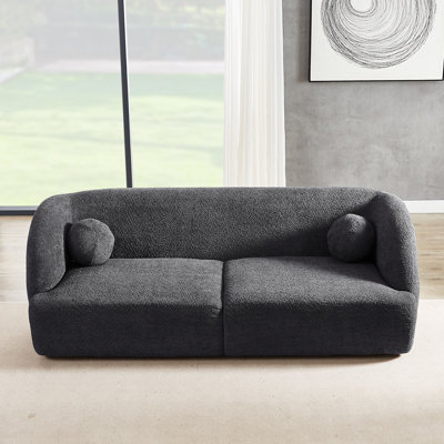 Ashunta 87'' Boucle Recessed Arm Sofa