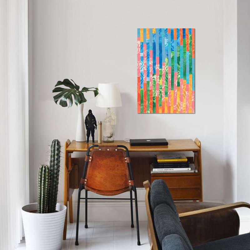 « quilted monoprints vi », impression sur toile, H 26 po x l 18 po x P 1,5 po, Toile tendue, Pas de tapis