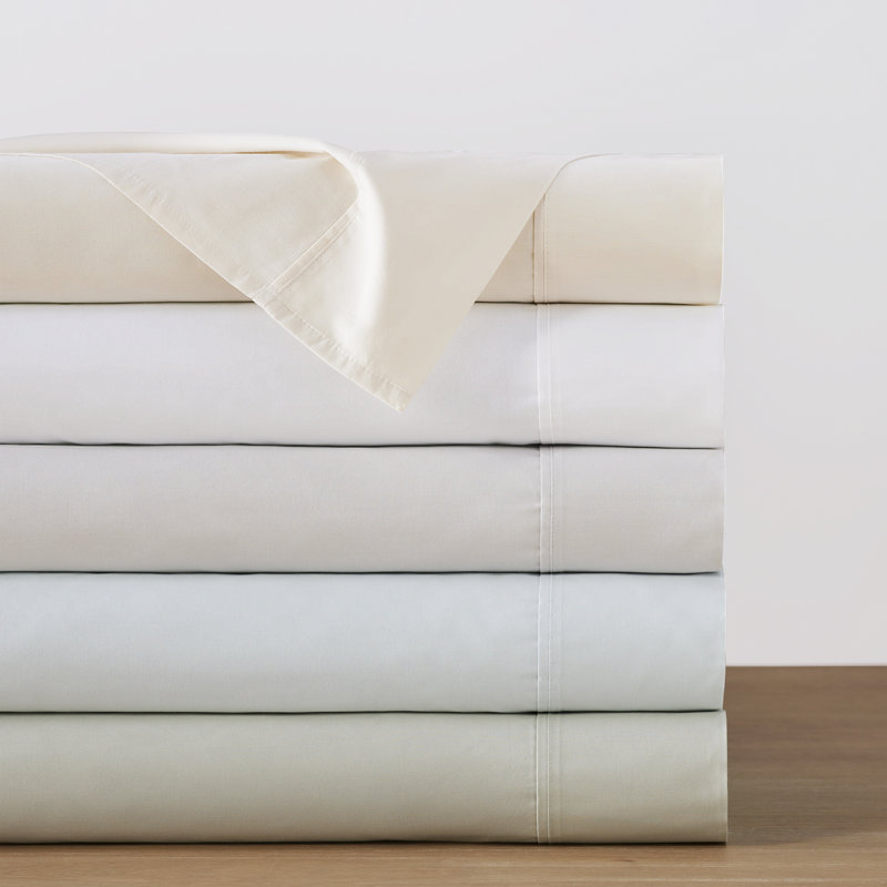Coyer Classic Cotton Percale Sheet Set, Ivory, King Sheet Set + 1 Fitted Sheet + 2 Pillowcases