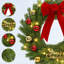 Couronne de Noël 24 pouces avec ruban, 20 lumières DEL rouges et vertes pré-éclairées, décoration des Fêtes