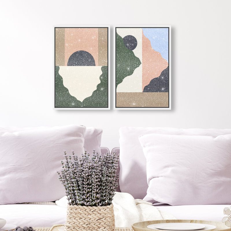 Pealing Abstracts Set Set by Oliver Gal, 11"H x 16"W, White Floater Frame