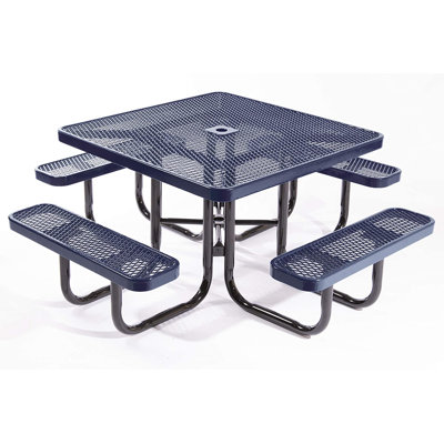 COATEDOUTDOORFURNITURE Table de pique-nique carrée de 117 cm (46 po), dépliée, bleu foncé