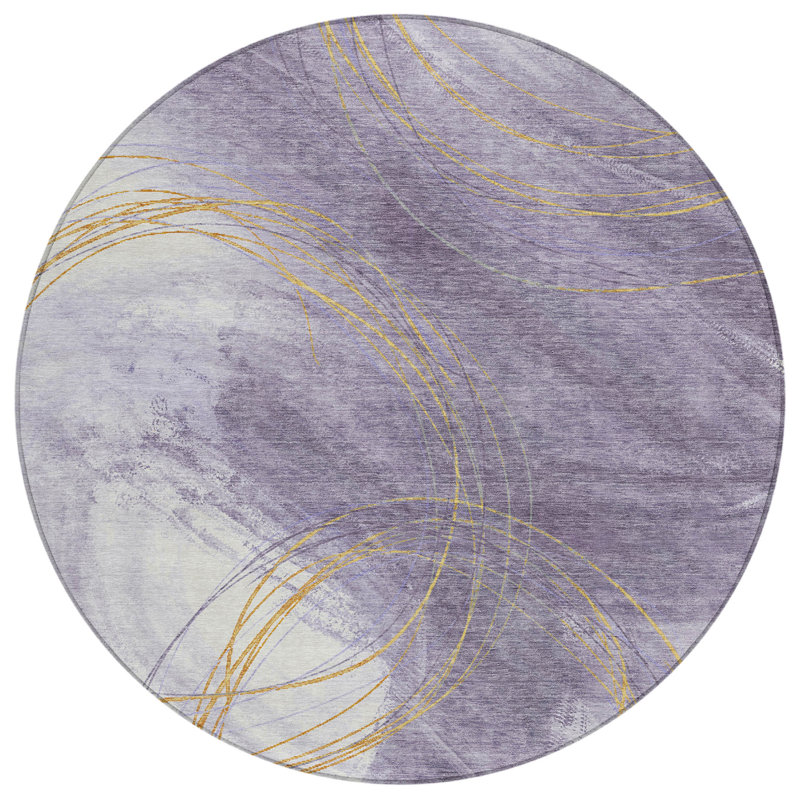 Machine Washable Indoor/Outdoor Lanphear ACN2396 Abstract Rug, Round 8'