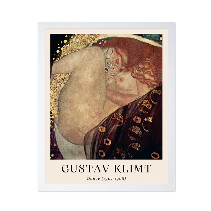 Gustav Klimt - Danae, Affiche, Encadrement blanc, H 08 po x l 10 po