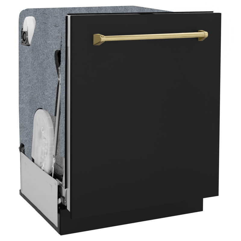 Zline Autograph Edition 24" Monument Series Dishwasher In Black Matte, Polished Gold