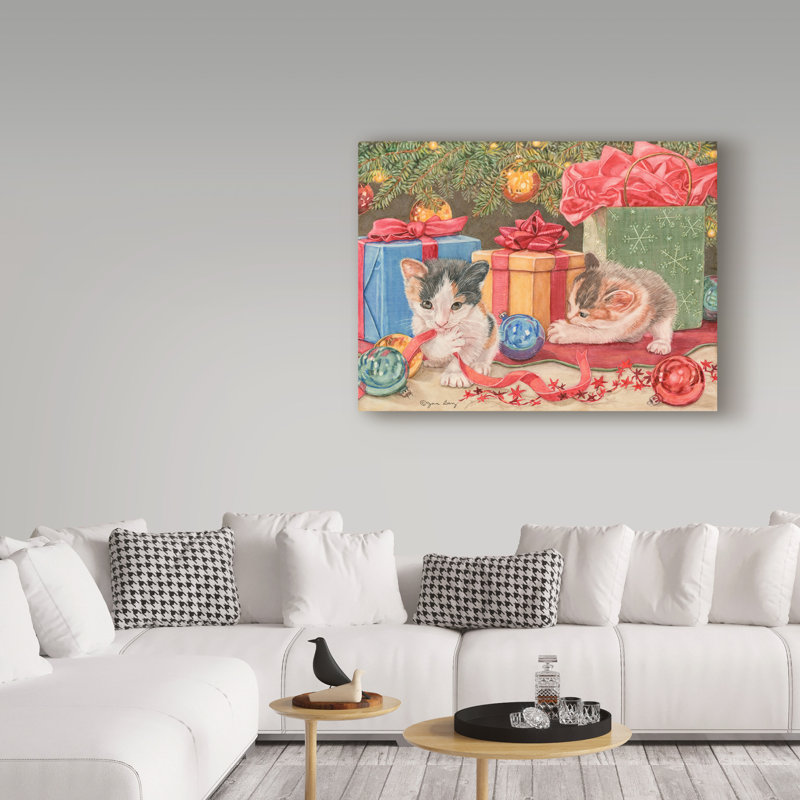 Gilstrap «Santas Helpers Cats», reproduction de peinture acrylique sur toile tendue, H 14 po x l 19 po x P 2 po