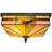 4-Light 15.7" Vintage Tiffany Flush Mount Ceiling Light, Handmade Stained Glass Dimmable Fixture for Bedroom, Living Room