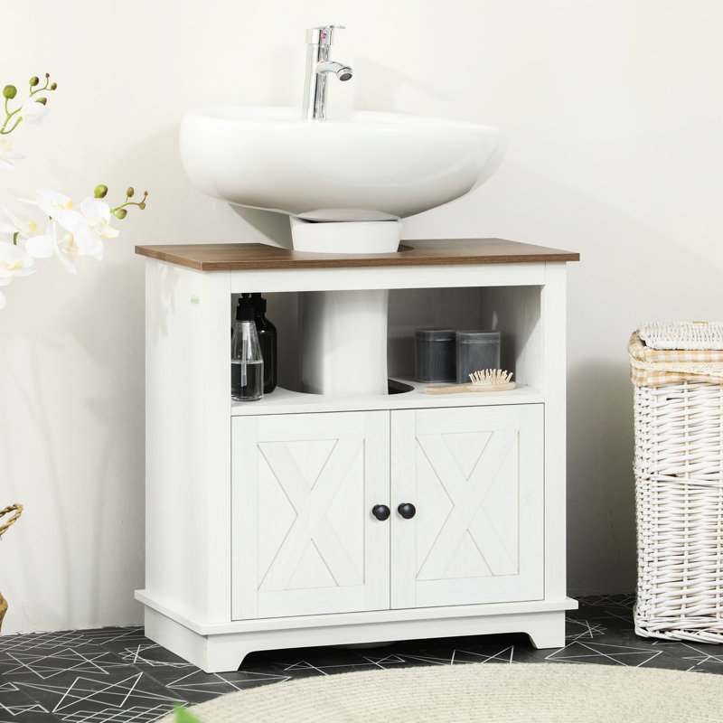 Organisateur de salle de bain sous le lavabo, style, blanc, double porte, armoire peu encombrante, rangement de porte,