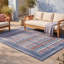 Tapis Osgood moderne à rayures effet pinceau, turquoise, rose et crème, lavable à la machine, antidérapant, à poils courts, pour l'intérieur et l'extérieur, adapté aux animaux domestiques, idéal pour le salon, la chambre, la salle à manger, l'entrée, le corridor ou le bureau.-1424266580