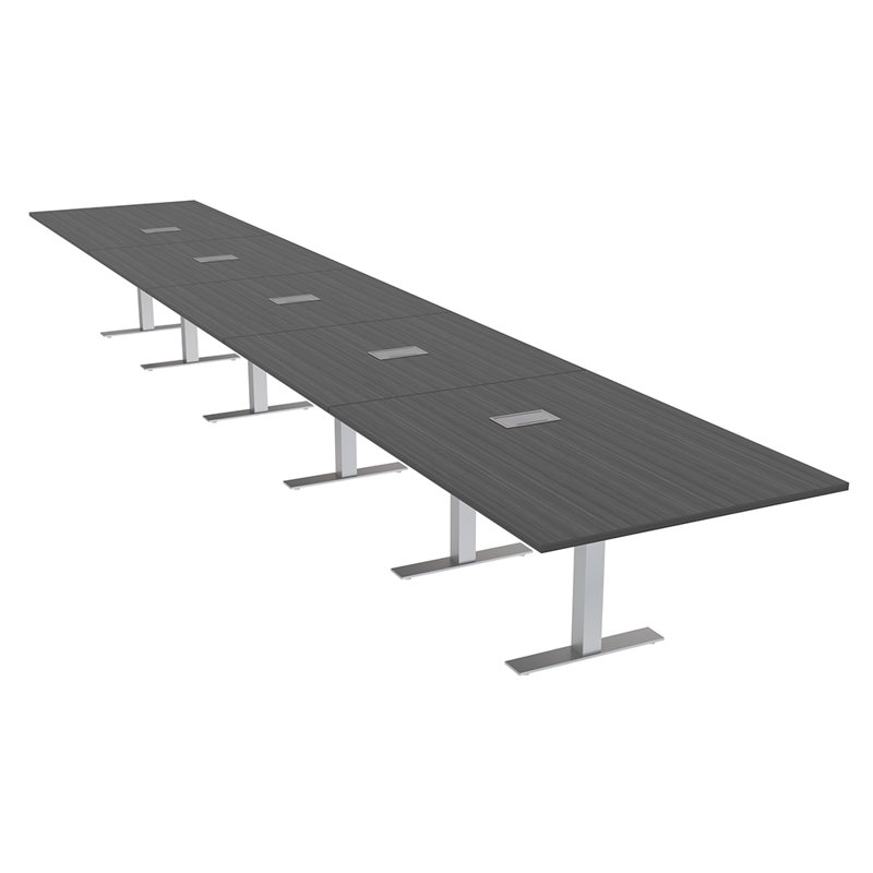 Table de conférence rectangulaire avec base en T en métal | Unité électrique, Nuit asiatique, Argent argent