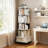 5 Tier Rotating Bookshelf, 360° Display Round Spinning Bookshelf With Wheels And Drawer, Space-Saving, Small Space Rotating Bookshelf Tower For Bedroom, Living Room, Home, Office, Warm White-482248806-482248807