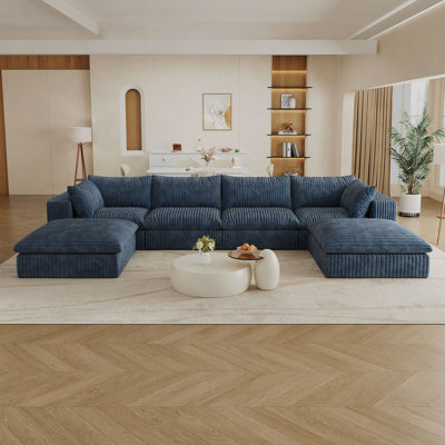 Canapé de 157,6 po Cloud, tissu en velours côtelé, sièges profonds, conception à deux couches, coussin amovible, sans assemblage, combinaison à faire soi-même pour le salon, la chambre à coucher, la salle de conférence, un appartement