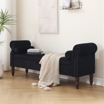 Minaal Velvet Upholstered with Arms Storage Bench