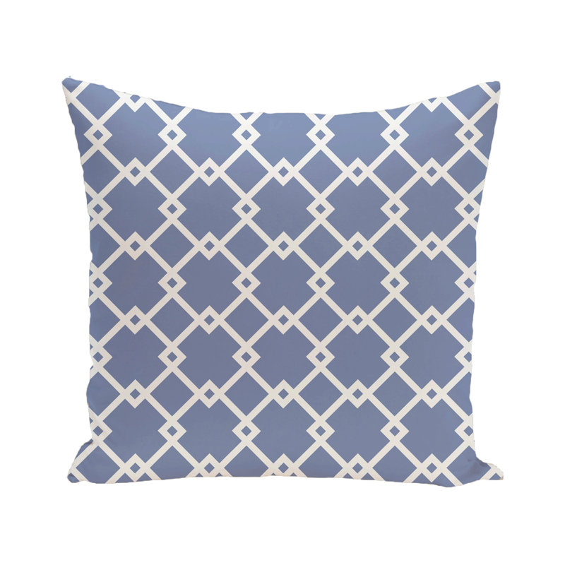 Link Lock Geometric Outdoor Reversible Throw Pillow, 18" H x 18" W, Cornflower