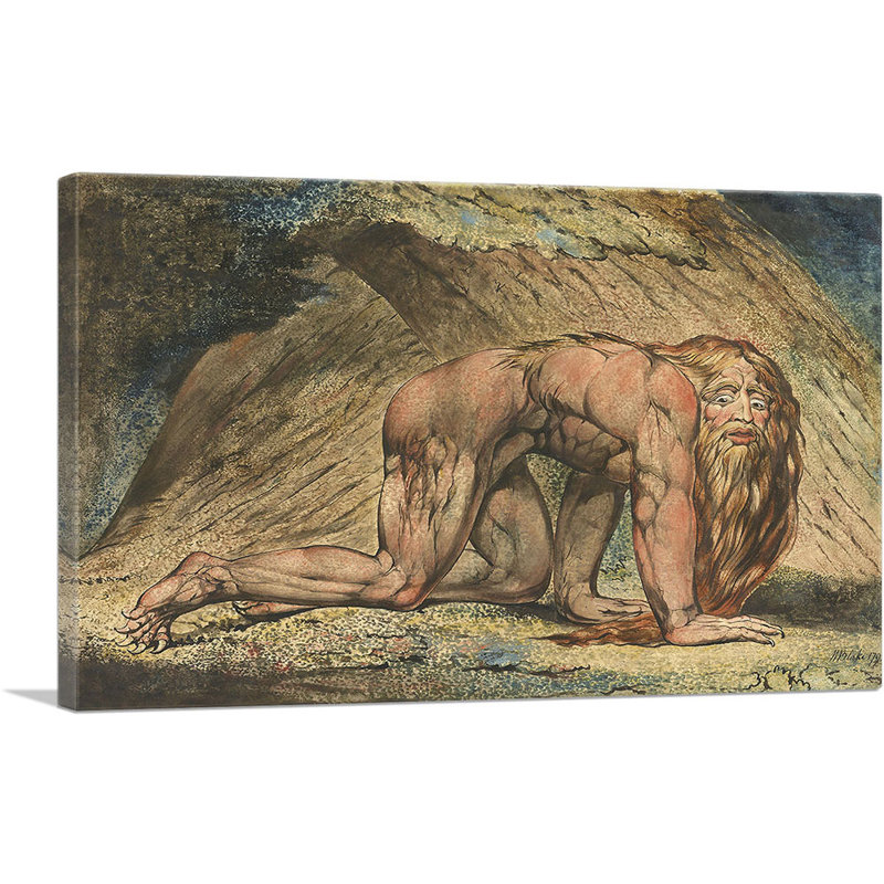 «Nebuchadnezzar» par William Blake, reproduction d'art sur toile tendue, H 26 po x l 40 po x P 0,75 po