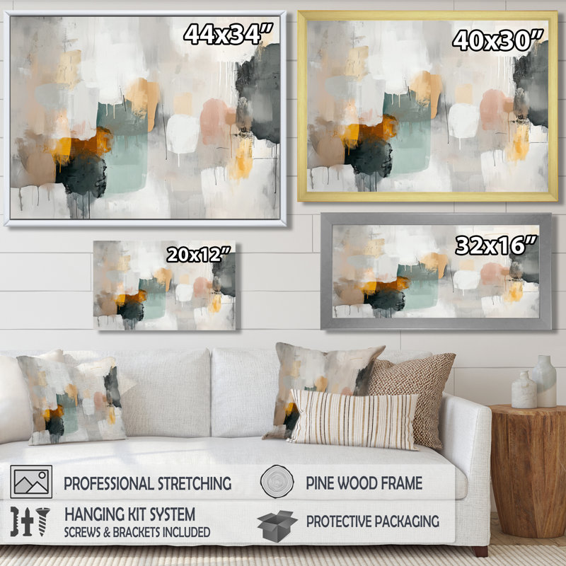 «Wideman Silence Of Minimalisme Soft Colors», art sur toile, H 34 po x l 44 po, Impression encadrée flottante, Or
