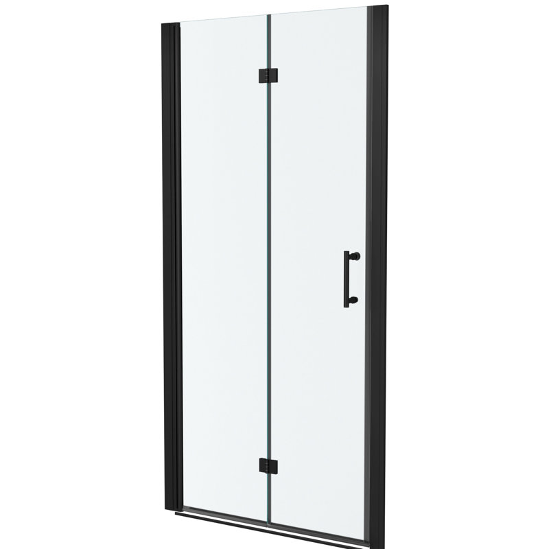 Matte Black 30"W X 72"H Shower Door. 1/4" Thick Tempered Glass. Water-, Space, Adjustable Bathroom Isolation Door Entrance