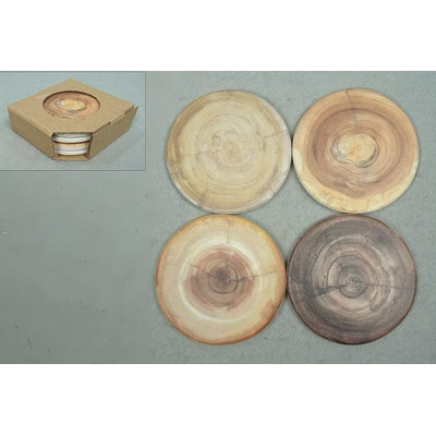 Resin Agate Ceramic Jute Leather Crystal Circle Round 4 Piece Coaster Set