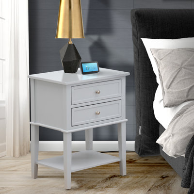 Table d'appoint Valencia - Table de chevet rectangulaire avec 2 tiroirs pour la chambre à coucher, gris urbain