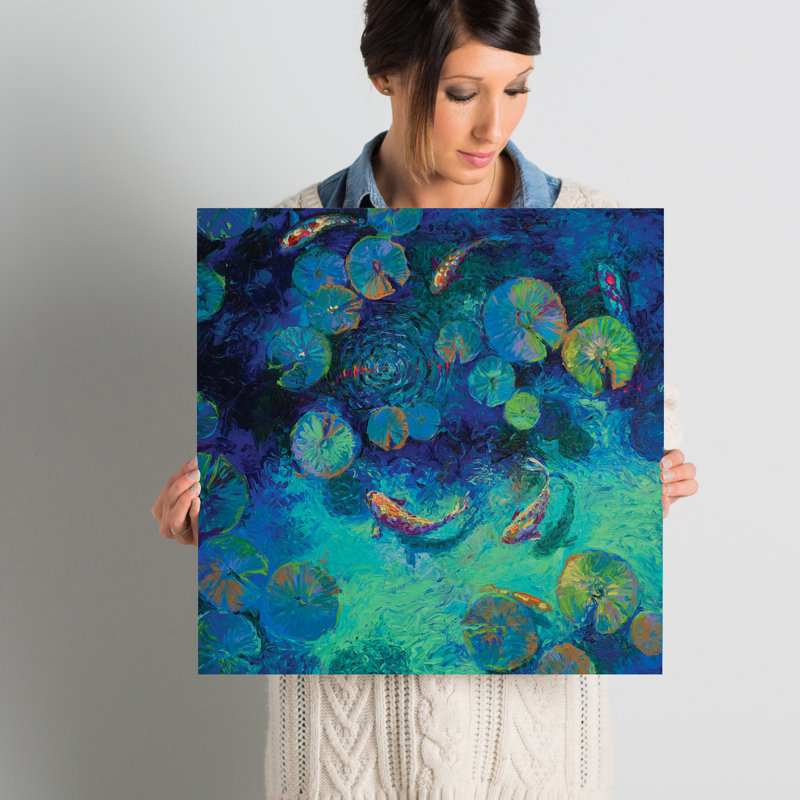 « taïwan blue » par iris scott, H 18 po x l 18 po x P 1,5 po, Toile