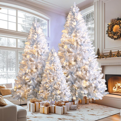 3-Piece Pre-Lit Artificial Hinged Christmas Tree with LED Lights