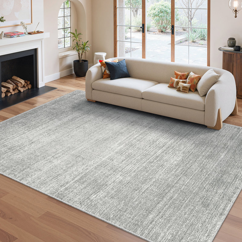 Vintage Striped Non Slip Washable Area Rug(Grey), Gray, Rectangle 5' x 8'