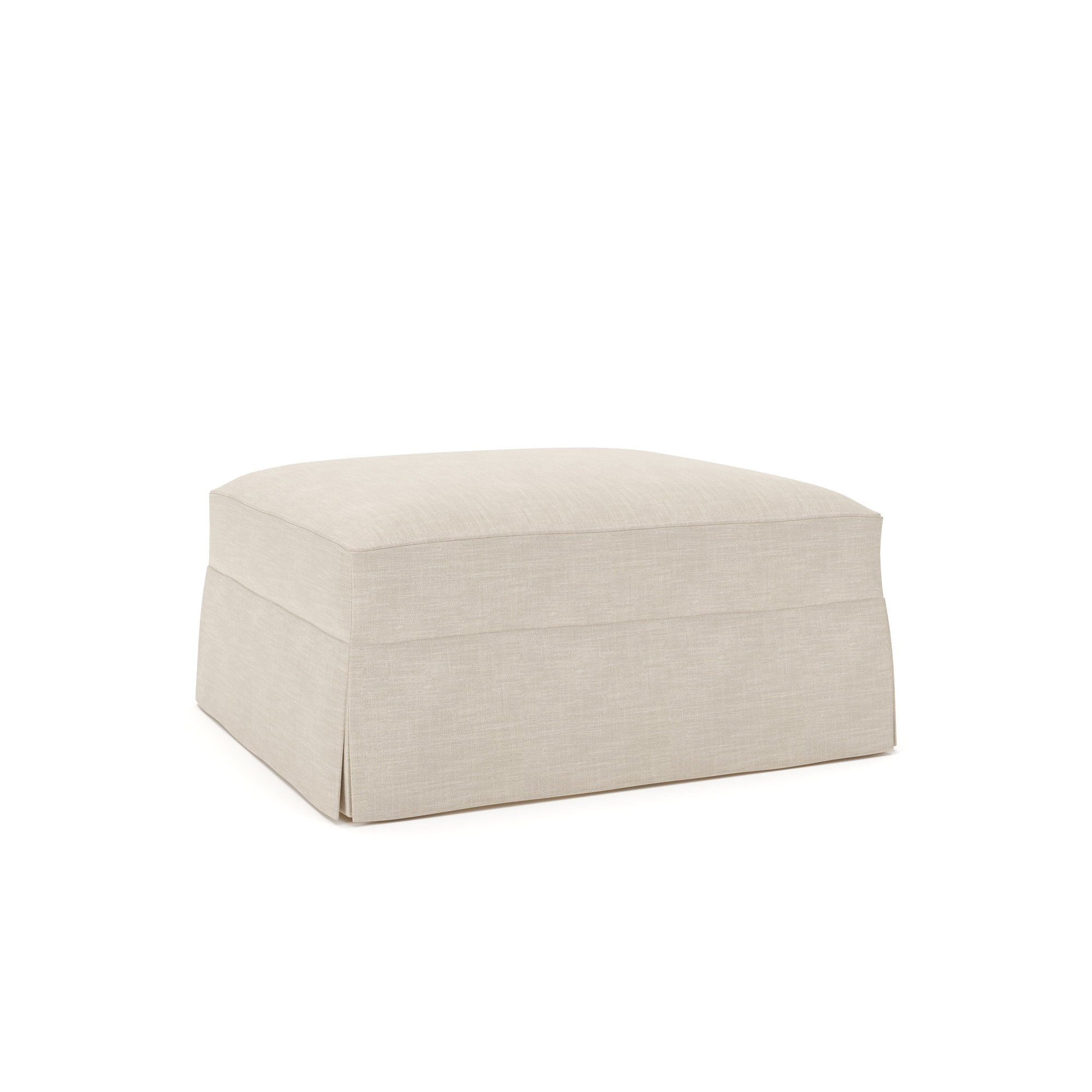 Lucia Upholstered Ottoman, Conversation Ivory Basketweave