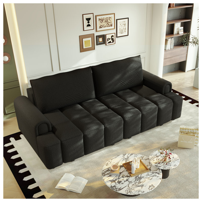 Canapé-lit convertible 90,2 po Modern Teddy, Noir