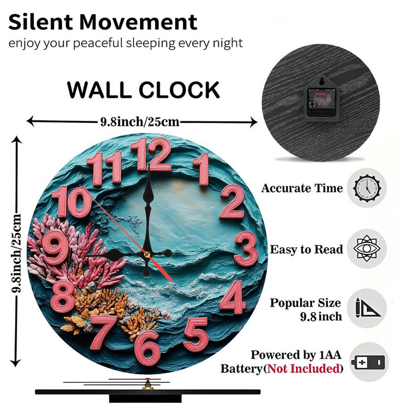 Décoration murale horloge corail Ocean Wave