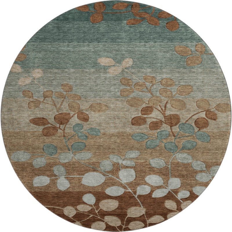 Premium Machine Washable Jakiyra AMF1900 Floral Rug, Round 8'