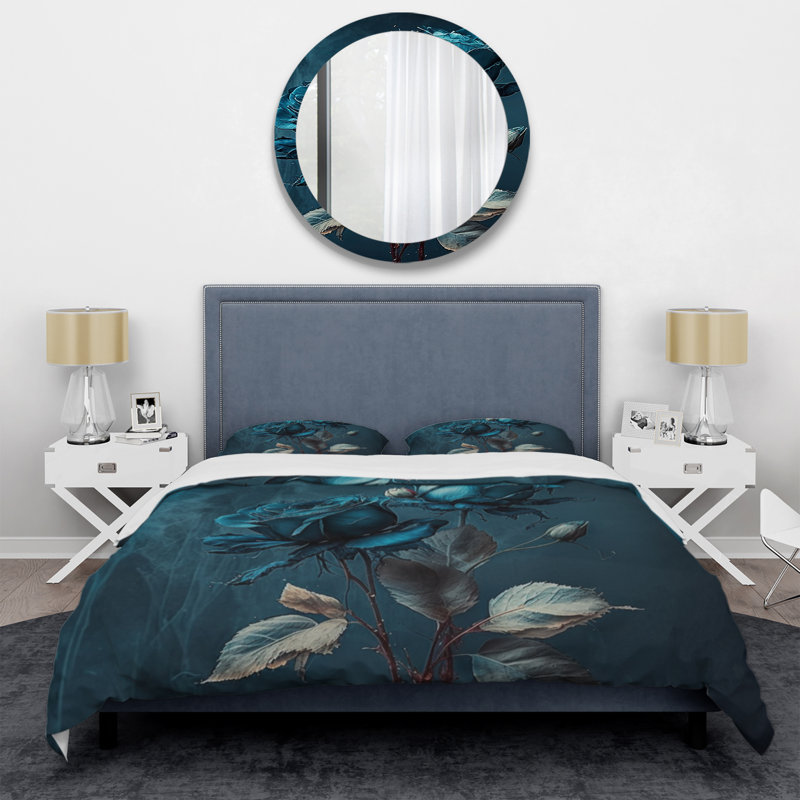 Ensemble de housse de couette en microfibre / polyester Rose Blue and White II Bedding