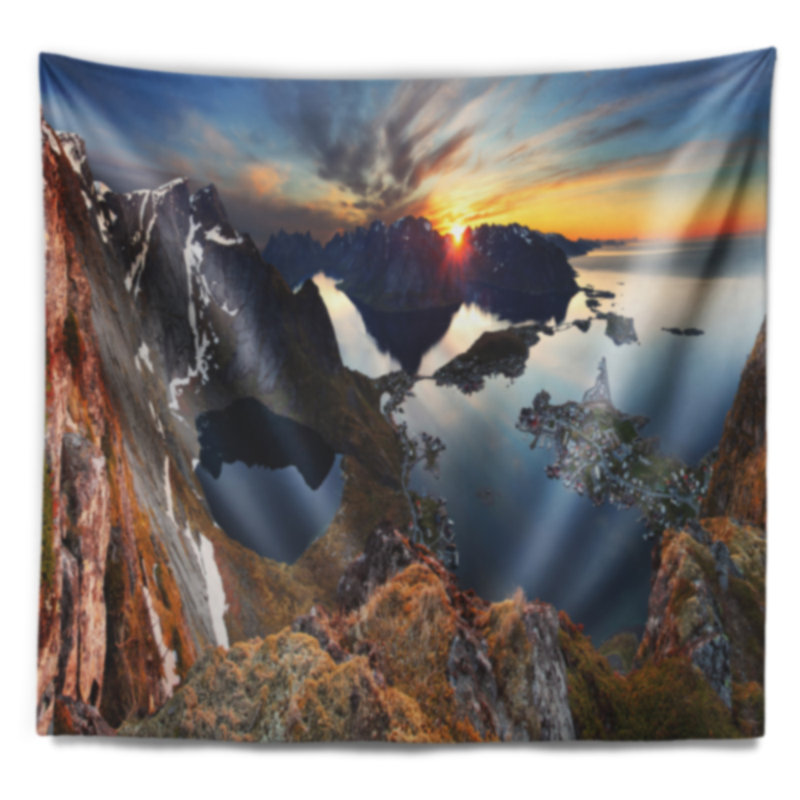 Tapisserie Schafer Sunset at Rocky Mountains, Norvège, H 50 po x l 60 po