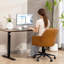 Chaise de bureau pivotante, chaise de bureau à hauteur réglable, brun-1438131005