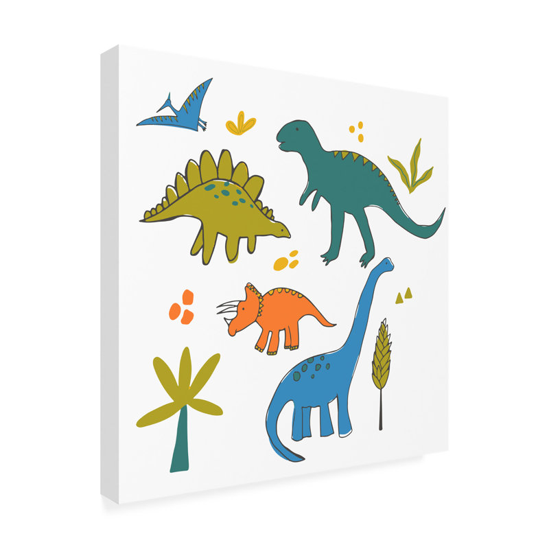 «Dino illustrations 18» par Fiorella Surface Design - impression sur toile tendue, H 35 po x l 35 po