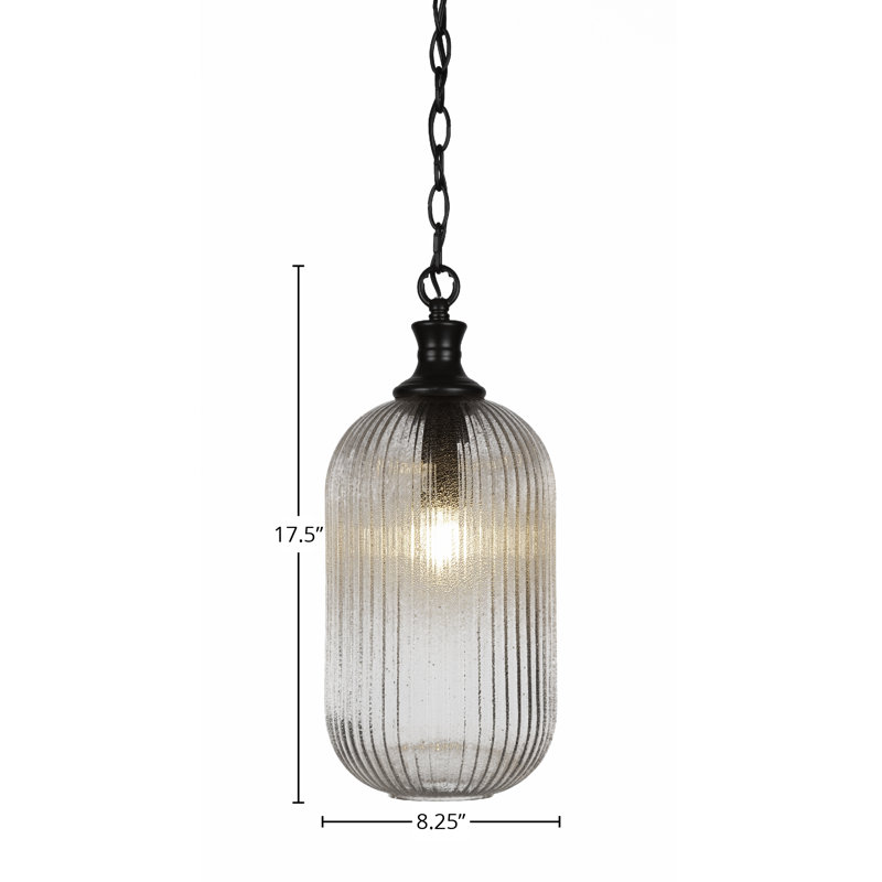 Carina 1-Light Pendant, Matte Black, 17.5" H x 8.25" W x 8.25" D