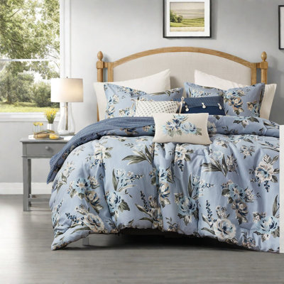 King Size Bedding Set, Cotton Blend Vintage Floral Comfort, All-season Use