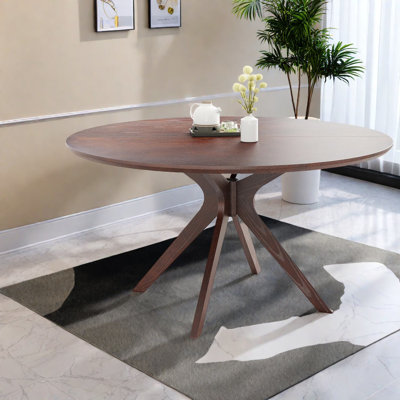 Solid Wood Round Dining Tables, Dark Walnut Finish, Modern X-base, Perfect For Kitchen & Home
