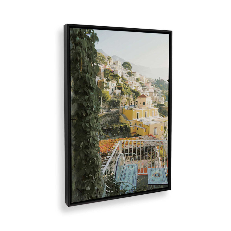 «Tranquil Terrace», reproduction sur toile, Cadre flottant noir satiné, H 48,75 po x l 32,75 po x P 1,75 po