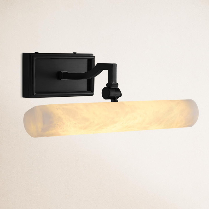 1 lumière de meuble-lavabo à DEL à intensité variable de 12 po avec abat-jour albâtre, 1, Noir satiné