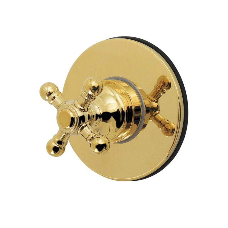 Kingston Brass Metropolitan Single-Handle Wall Mount Six-Way Diverter Valve with Trim Kit, Polished Brass